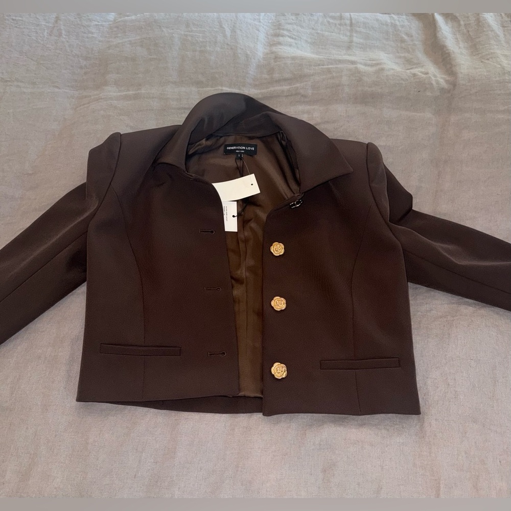 Generation Love Brown Blazer with Gold Buttons - Picture 5 of 8